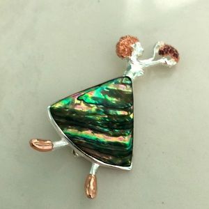 Garnet, Abalone, 14K Gold Plated